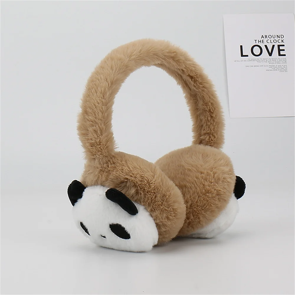 Cartoon Cute Panda Winter Warm Earmuffs Children Girls Boys Warmers Ears-Muffs Soft Cashmere Fake Fur Earlaps Christmas Gifts