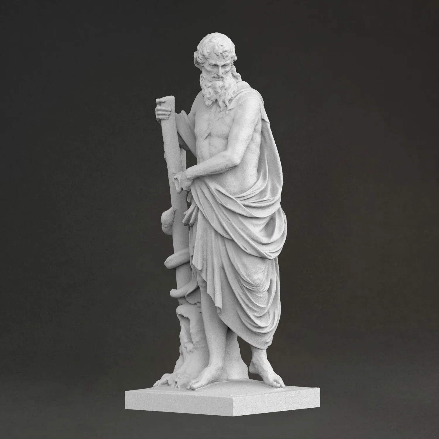 

“Asclepius” sculpture, 3D printed resin material, hand-painted, plaster-like textured decoration (ships within 10 days).