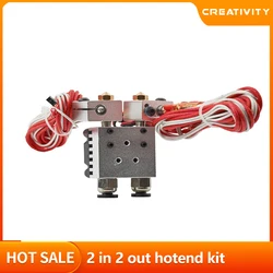 2 In 2 Out Extruder All Metal For 3D Chimera Hotend Kit with Fan Multi-extrusion V6 Dual Extruder 0.4mm/1.75mm 3D Printer Part