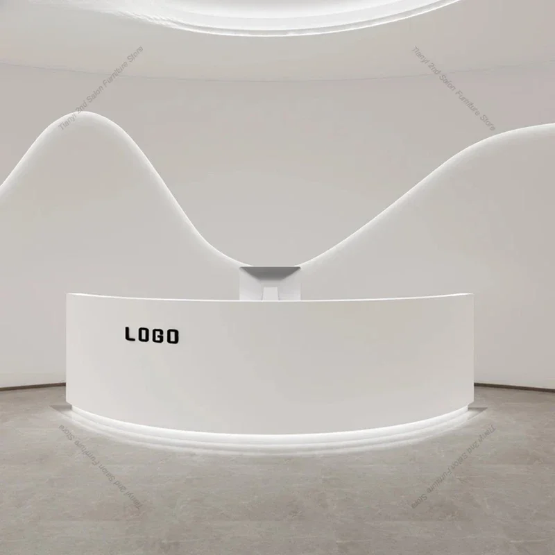 Modern Luxury Reception Desk Semicircular Arc Checkstand Beauty Salon Atril Checkout Counter Podium Furniture Receptionsdisk FYR