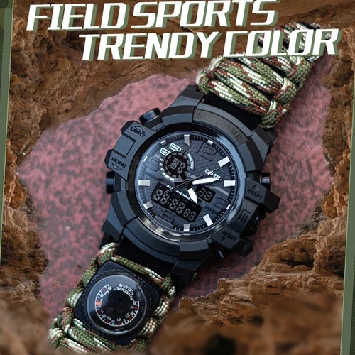 Imagen 2 del producto SHIYUNME, reloj militar estilo G para hombre, cronógrafo resistente al agua, brújula electrónica LED, reloj deportivo para exteriores para hombre, relojes Masculino