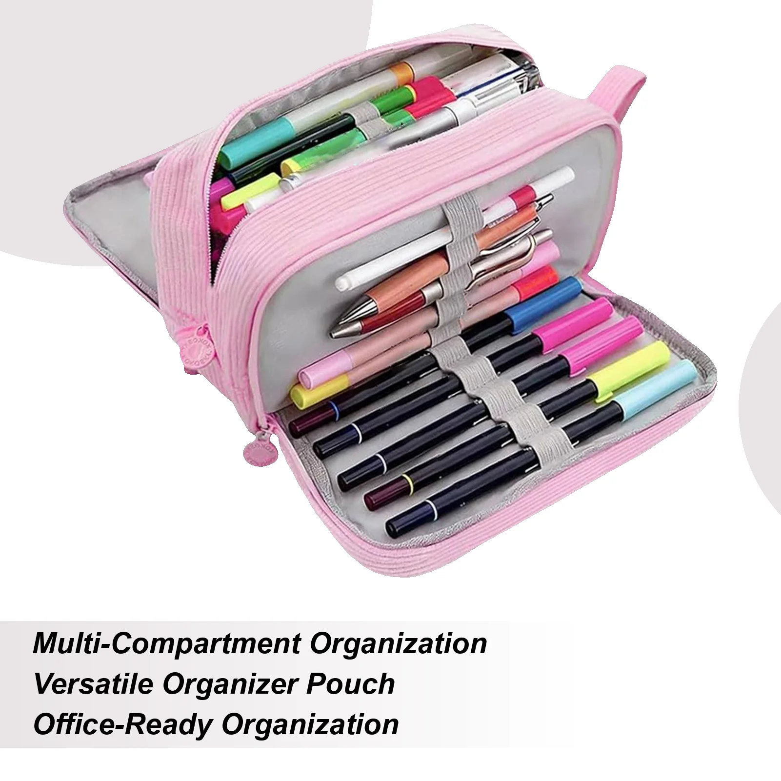 Corduroy Large Capacity Pencil Case Multi-Compartment Opening Pen Case Stationery Storage Organizer For Marker Makeup Students