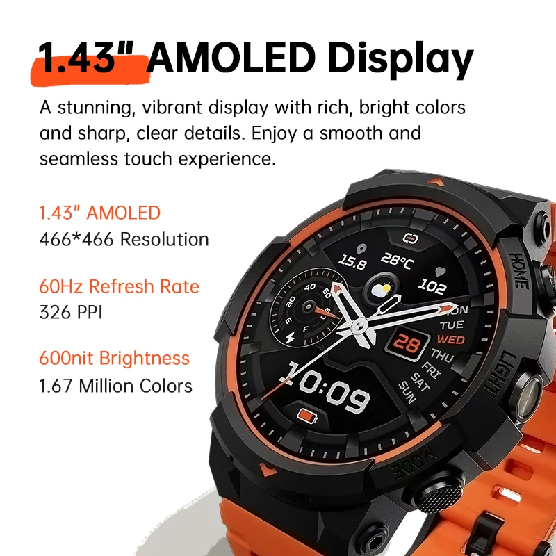 Versión global Black Shark GS3 Sport Reloj inteligente Pantalla AMOLED de 1,43» Duración de batería de 18 días 5ATM GNSS 6