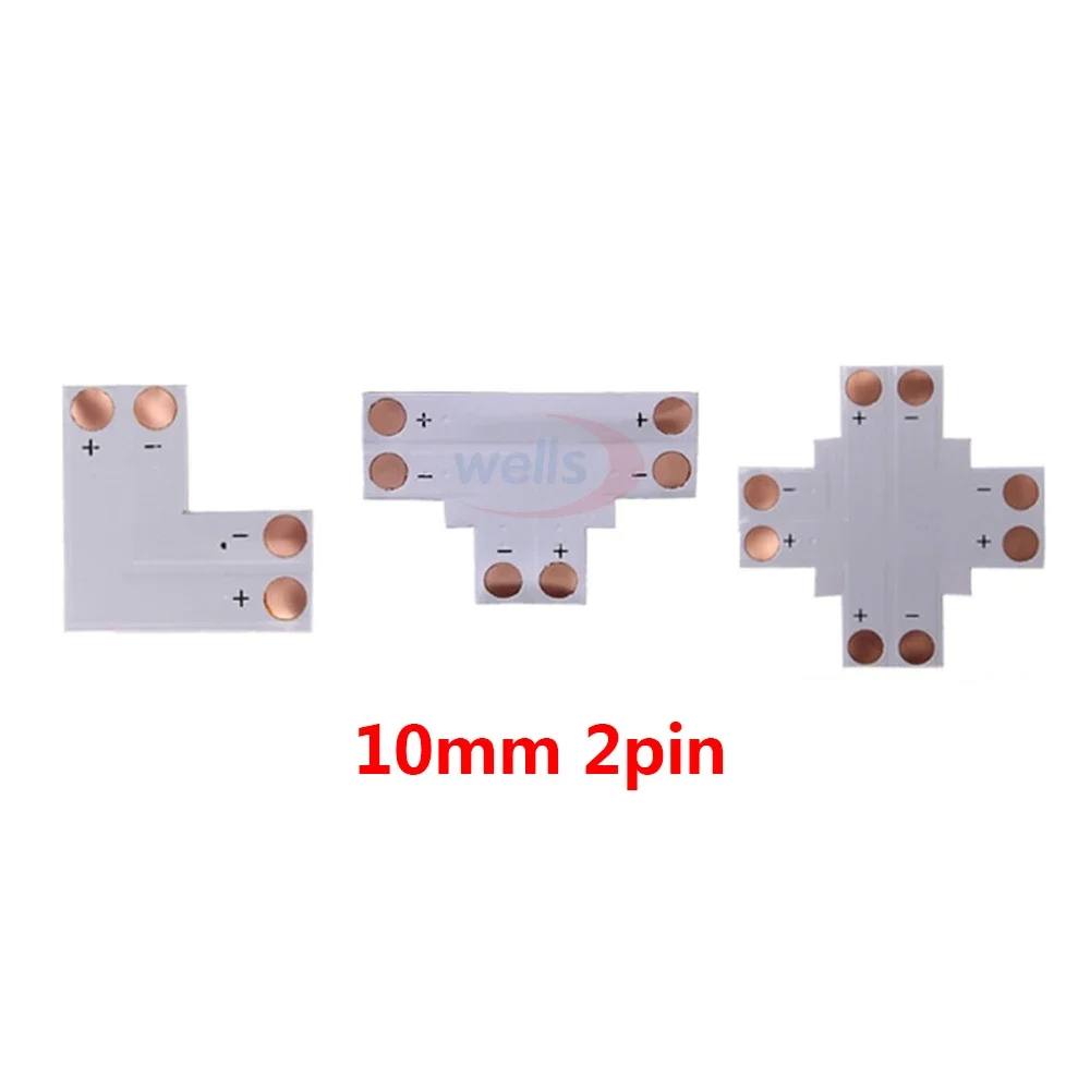 5pcs 2Pin 3Pin 4Pin LED Connector 8mm 10mm L/T/X Shape FPC Free Welding Adapter Use For 3528 2812 5050 RGB Light Strip