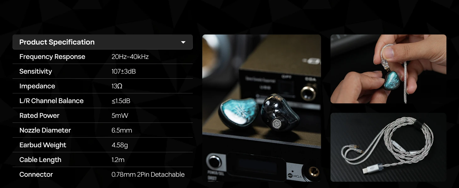 Linsoul Kiwi Ears Stardust 1DD+4BA Hybrid IEM mit ergonomischem Sitz und leichter Konstruktion – Detail 9