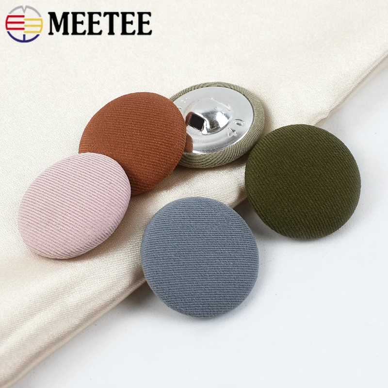 30Pcs Meetee 11-30mm Colored Cloth Covered Round Button Clothing Bag Decoration Snap Buckle Suit Coat Shirt DIY Sewing Accessory