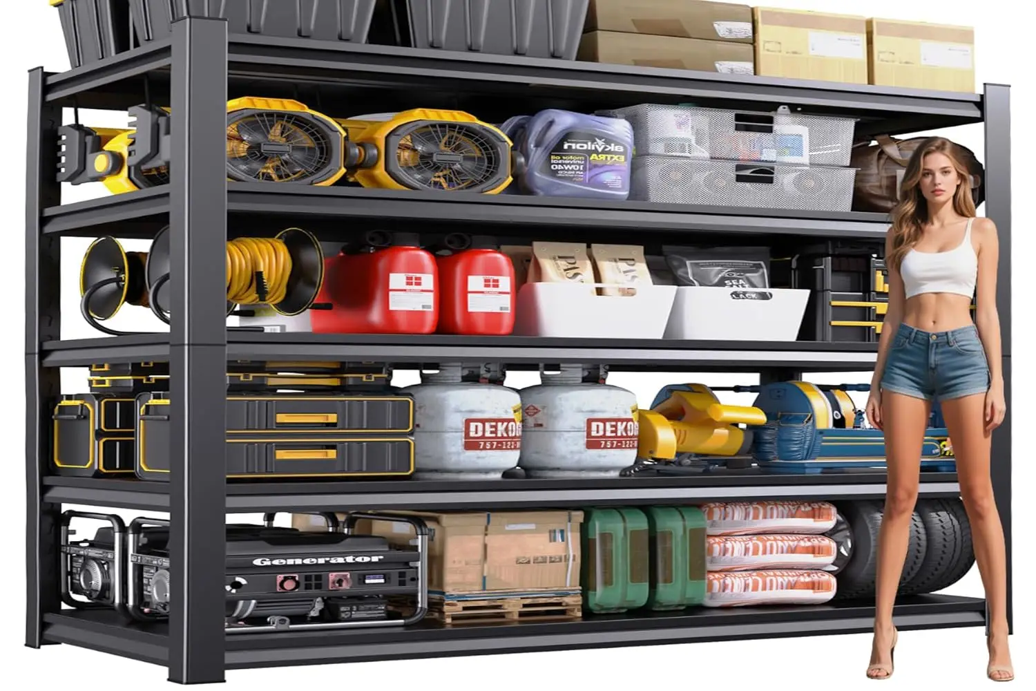 

59''W/72''H Garage Shelving Heavy Duty 5-Tier Adjustable Storage Shelves Unit,3000 LBS Metal Utility Rack Shelf for, Customized