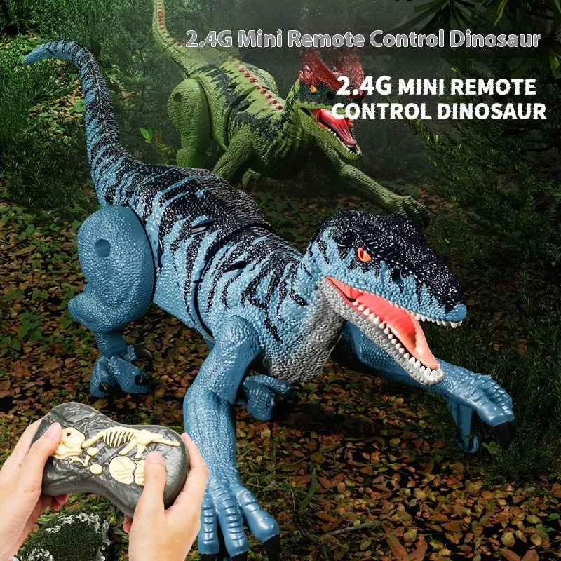 

2.4g 5-Way Children'S Remote Control Velociraptor Tyrannosaurus Rex Simulation Sound And Light Mini Remote Control Dinosaur Toy