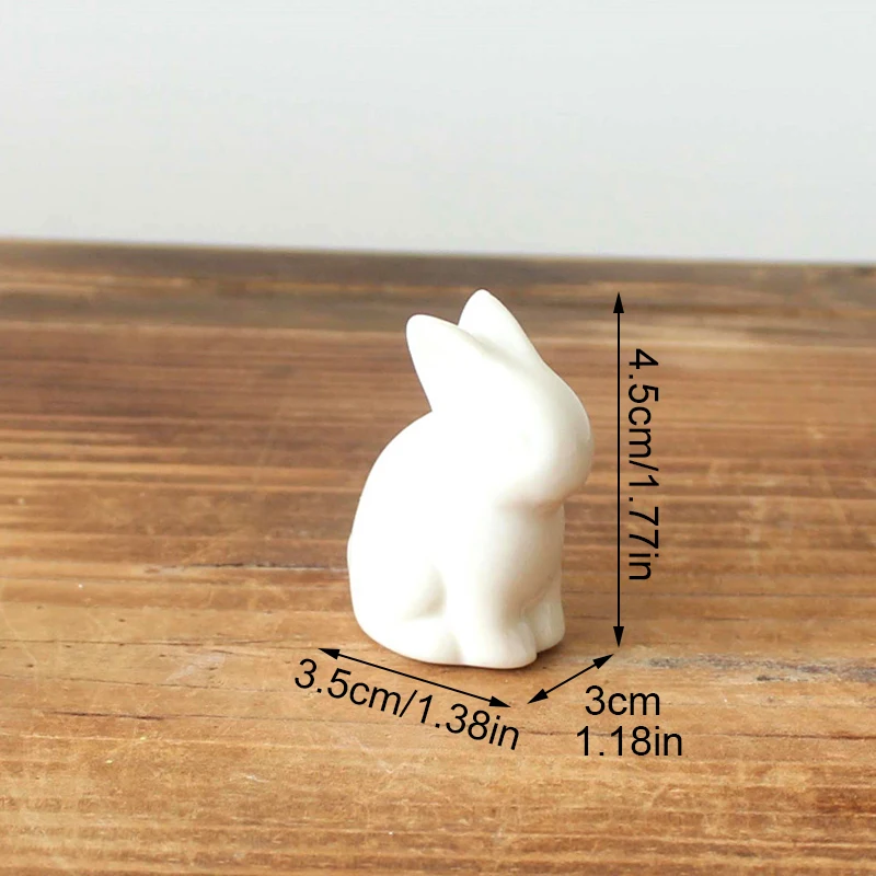 1/3PCS Easter Bunny Figurines Cute Ceramic White Rabbit Sculpture Mini Animal Statue Ornament Easter Party Home Decorations