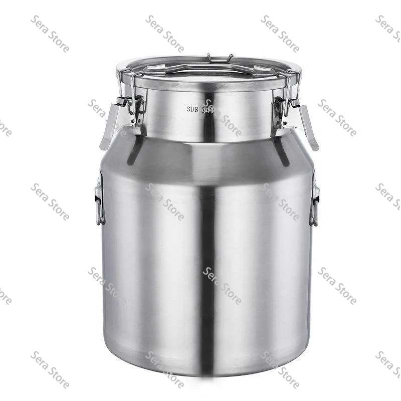 50LB 304 Stainless Steel Sealed Drum | 25L Food-Grade Bucket for Oil, Milk, Rice & Wine Storage & Transport