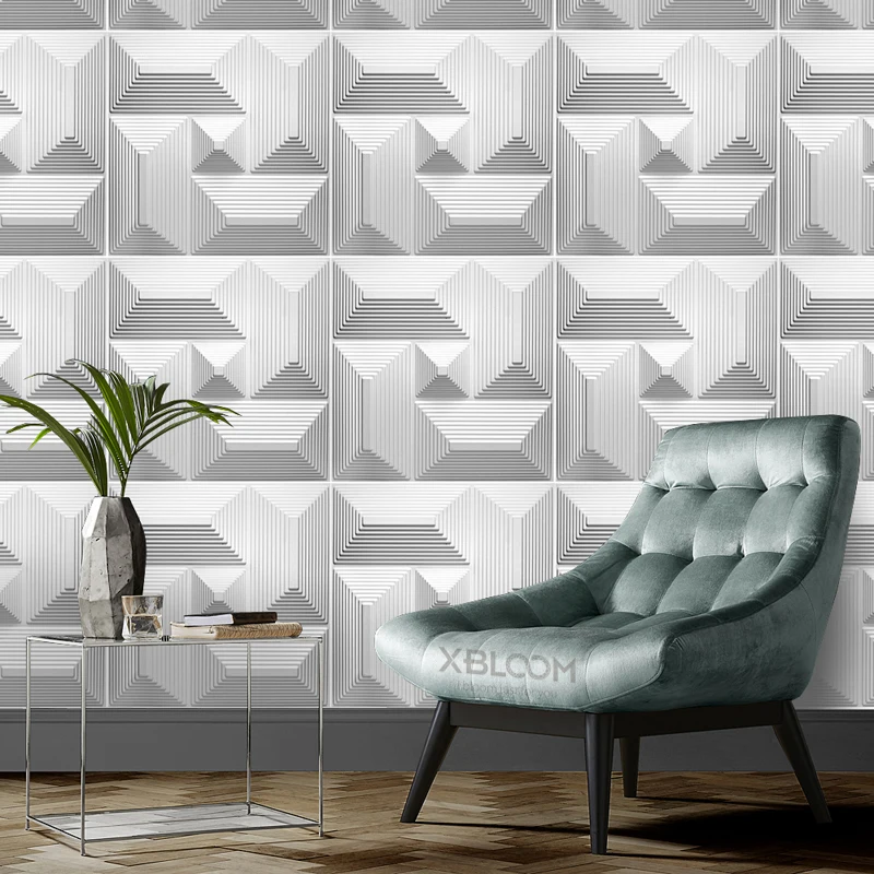 Panel de pared 3D decorativo con diseño de diamante, papel tapiz blanco mate, Mural de azulejo, molde 3D, pegatina de pared para baño y cocina,