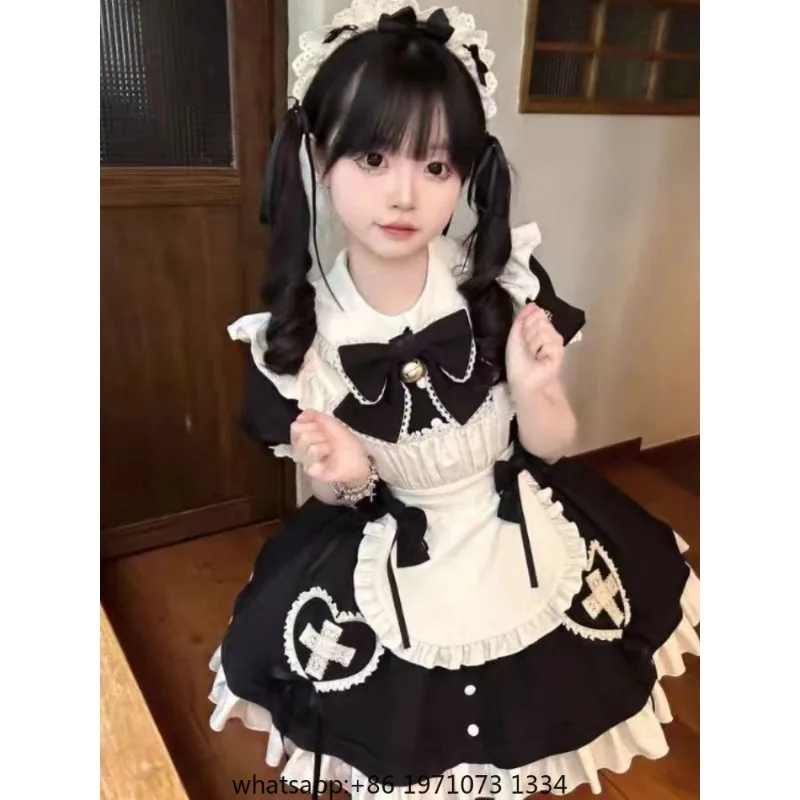 2025 Vestidos De Mujer Sweet Dresses for Women Short Sleeve Slim Fit Robe Femme Cosplay Fashion Summer Cute Dress Lolita Style