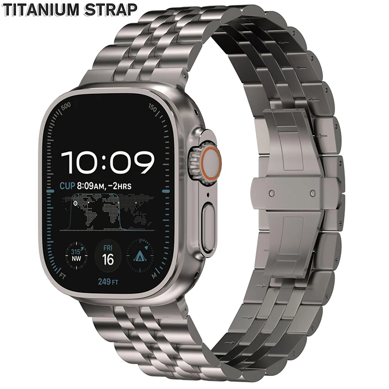 

Роскошный титановый ремешок для Apple Watch Ultra 3 2 1, 49 мм, металлический браслет для Iwatch Series Ultra, 49 мм, мужской деловой браслет