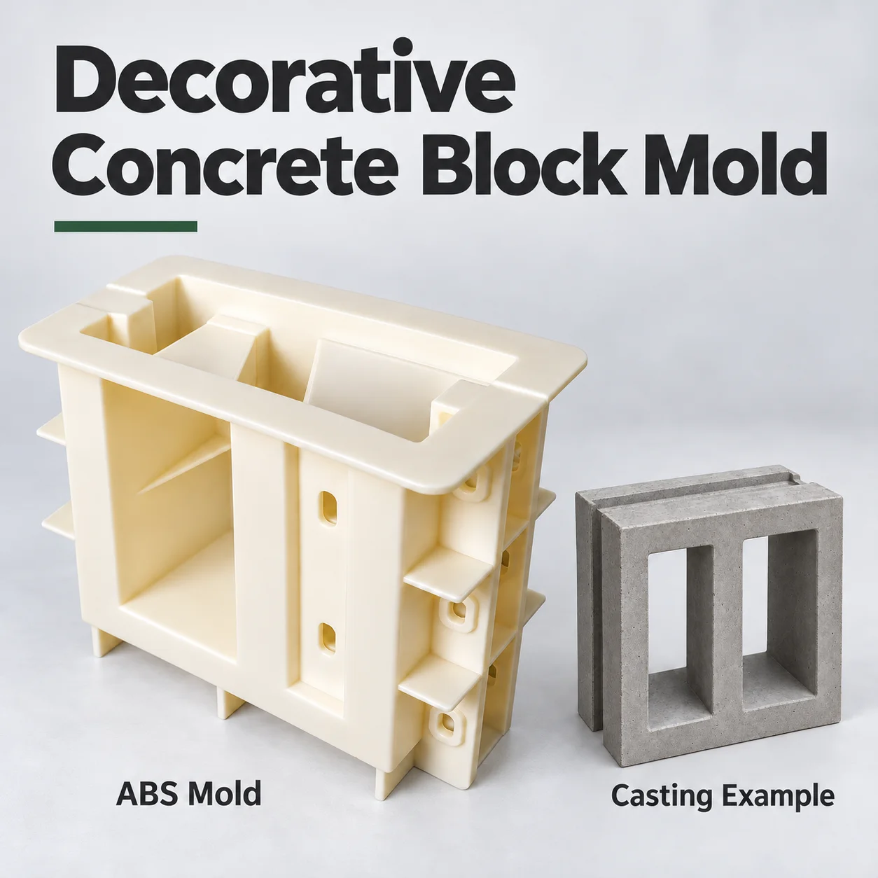 Concrete Molds Double Opening Block 20x20x10cm Reusable ABS Plastic Screen Mold for Patio Wall Garden Courtyard Divider DIY Home