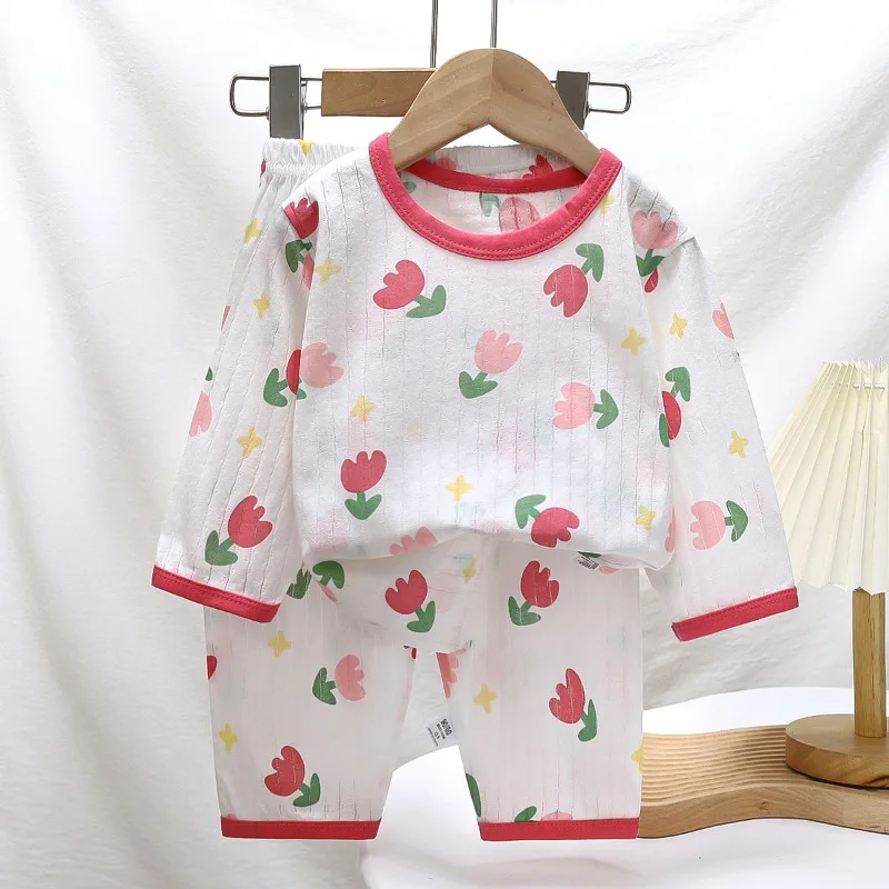 Baby Pajamas Sets Cotton Child Pajamas Toddler Long Sleeve Baby Nightwear Pyjamas Kids Cartoon Homewear Clothes Cartoon Homewear