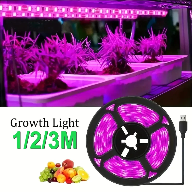 

Fitolampy Full Spectrum LED Grow Light Strip,60 Lumens/m,USB Powered - For Indoor & Greenhouse Plant Growth,Pink Light Emission