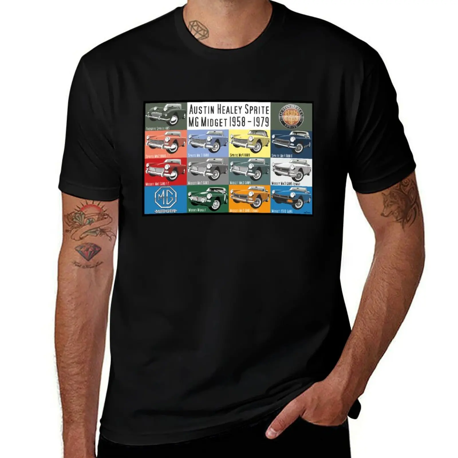 

MG Midget / Austin Healey Sprite evolution T-Shirt Funny t-shirt Anime t-shirt t shirt men 100℅ cotton