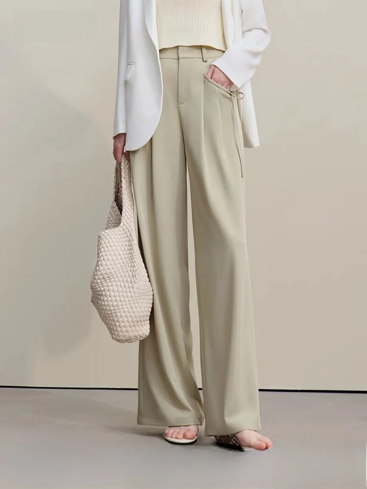 

Женские повседневные свободные брюки с широкими штанинами на резинке и шнурке, из полиэстера, удобные, длинные, коллекция Весна 2026