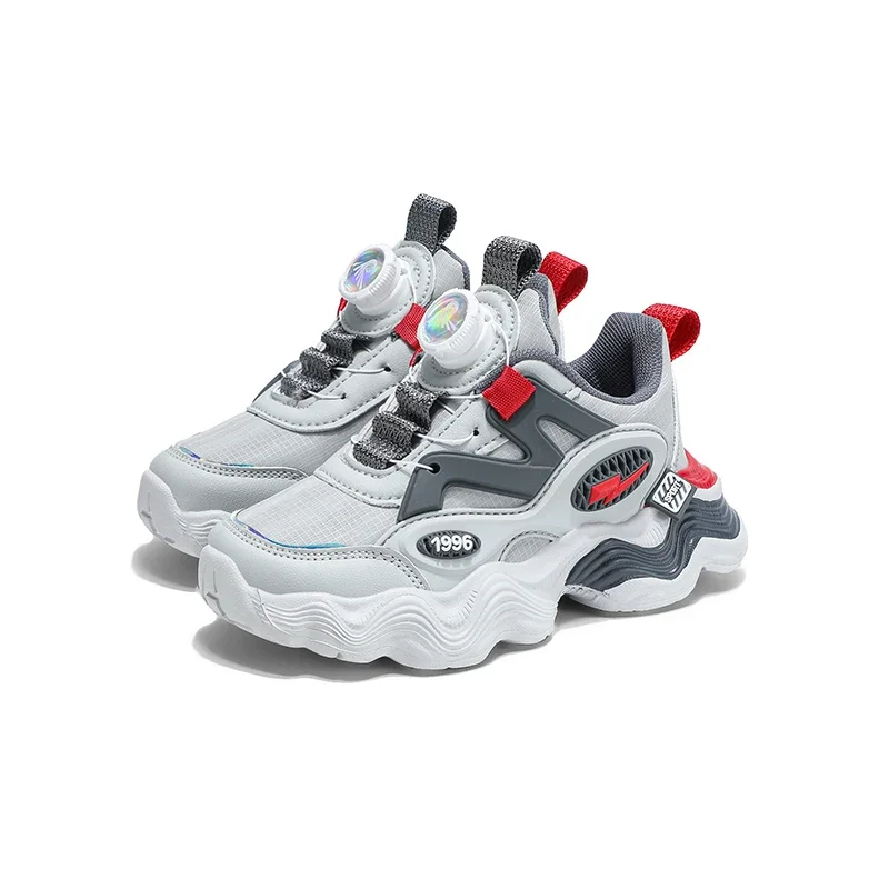 Girls and Boys Mesh Ventilation Rotating Buckle Children Sports Shoes Leather Rotating Buckle Children's Casual Sports Shoes