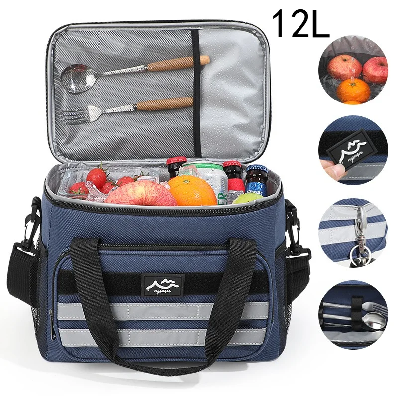 

Large-Capacity Picnic Bag Square Ice Packs Minimalist Insulated Lunch Box Bag Crossbody Fresh-Keeping Picnic Bag for Outdoor Use