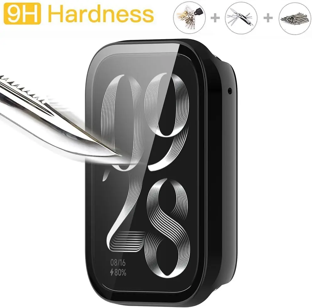 Case for Xiaomi Smart Band 9 Pro Screen Protector , PC Hard Ultra Bright Tempered Glass One Piece Full Protective Case