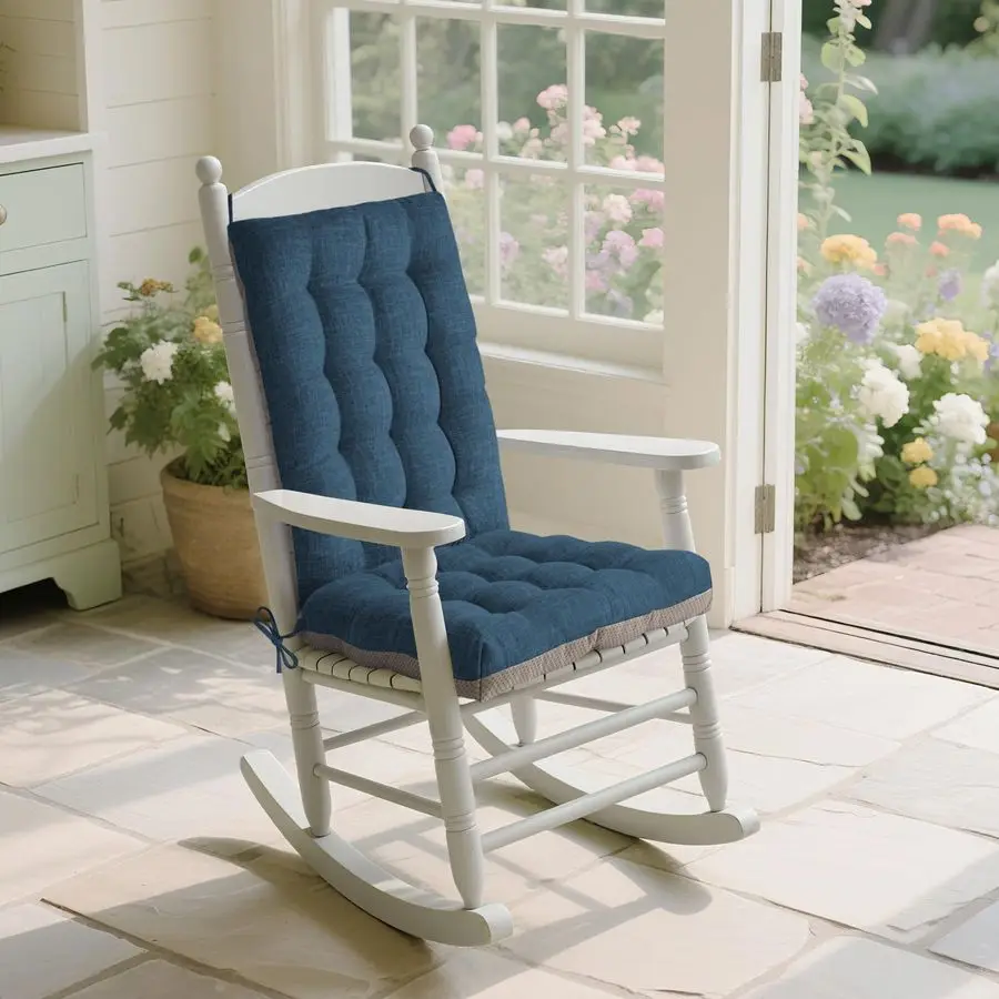 Chair Cushion Indoor Extra Large Rocking Chair Pads High Back Non Slip Textured Seat and Back Cushion Set with Ties for Wooden R