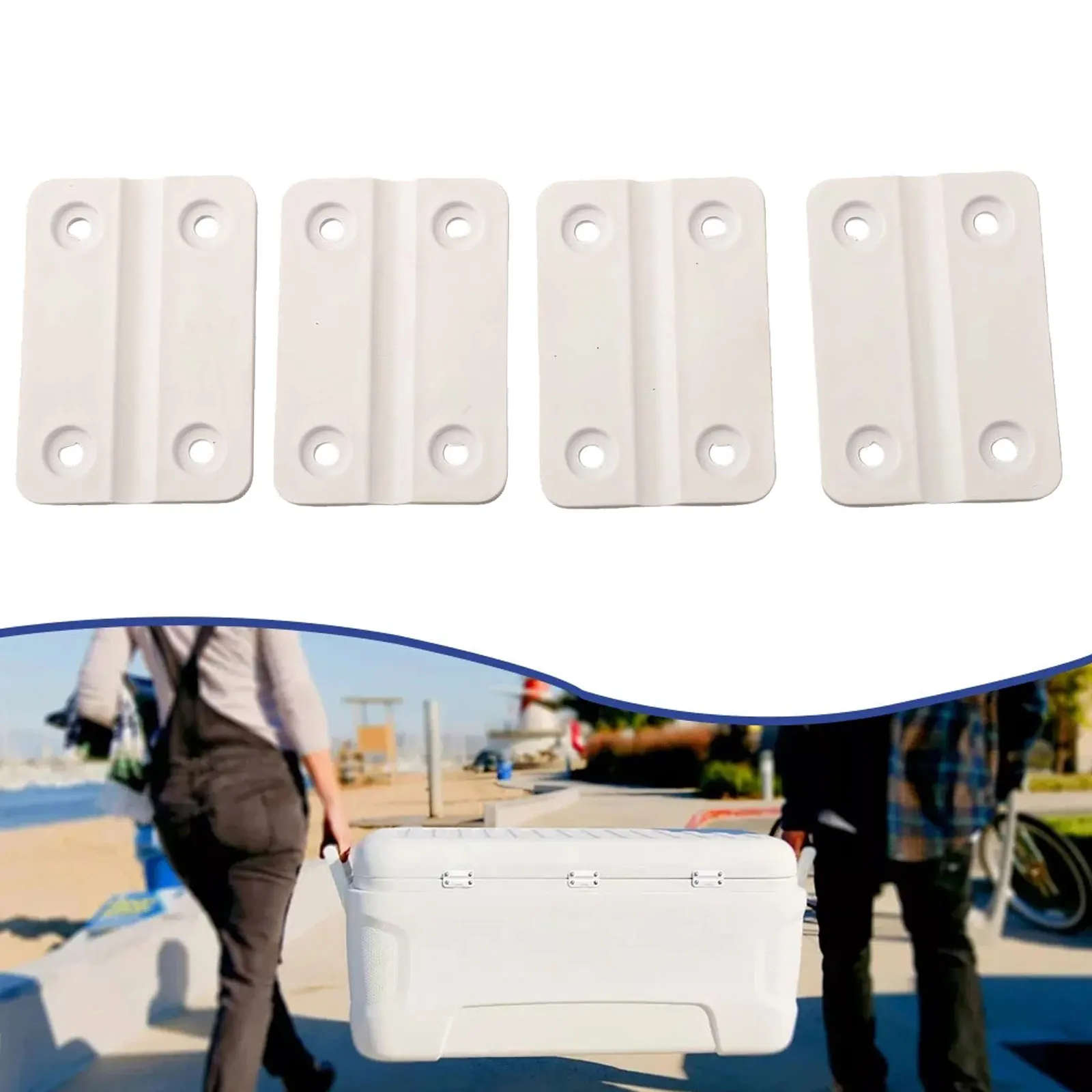 

4pcs Replacement Hinges For Igloo Cooler Box White Plastic Hinges With Screws For Colemans Coolers Hinges Kit With Screws