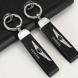 Car Pendant Decorative Key Holder Metal Leather Keychain Key Rings For Genesis G70 G80 G90 GV60 GV70 GV80 EV BH Auto Accessories