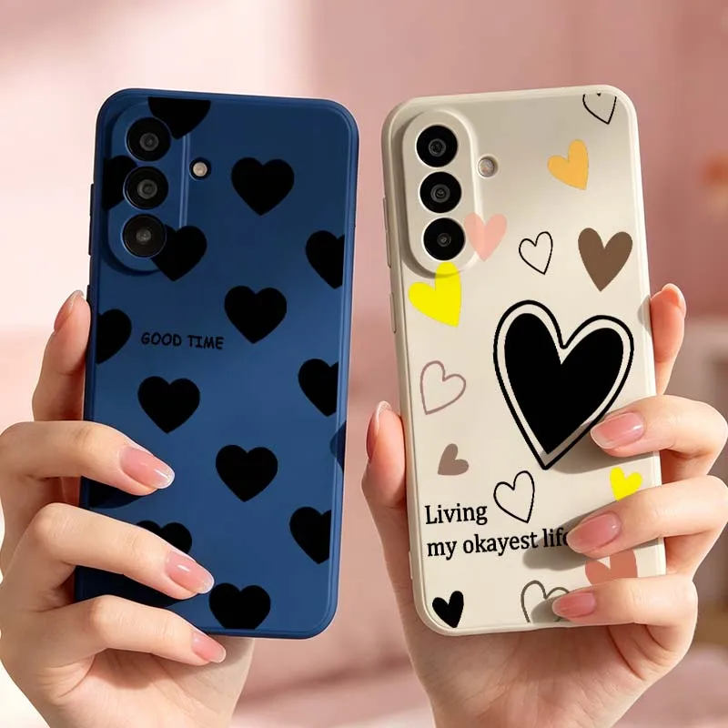 Cartoon Black Love Pattern Cover For For Samsung Galaxy A36 A35 A34 A33 A32 A30 A26 A25 A24 A23 A22 A21S A16 A17 Phone case