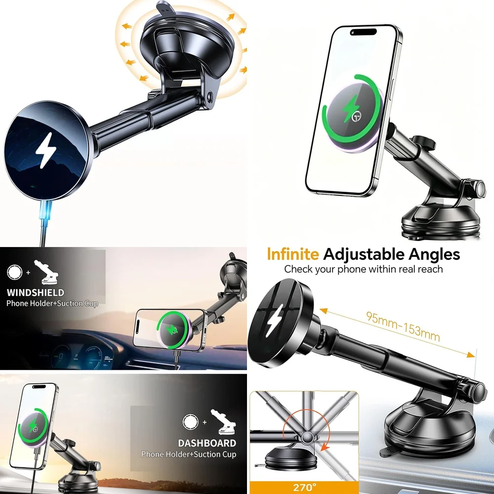 Trending Chargers Adapters 2026 New Magnetic Wireless Car Charger Windshield Car Phone Holder Consumer Electronics Accessories