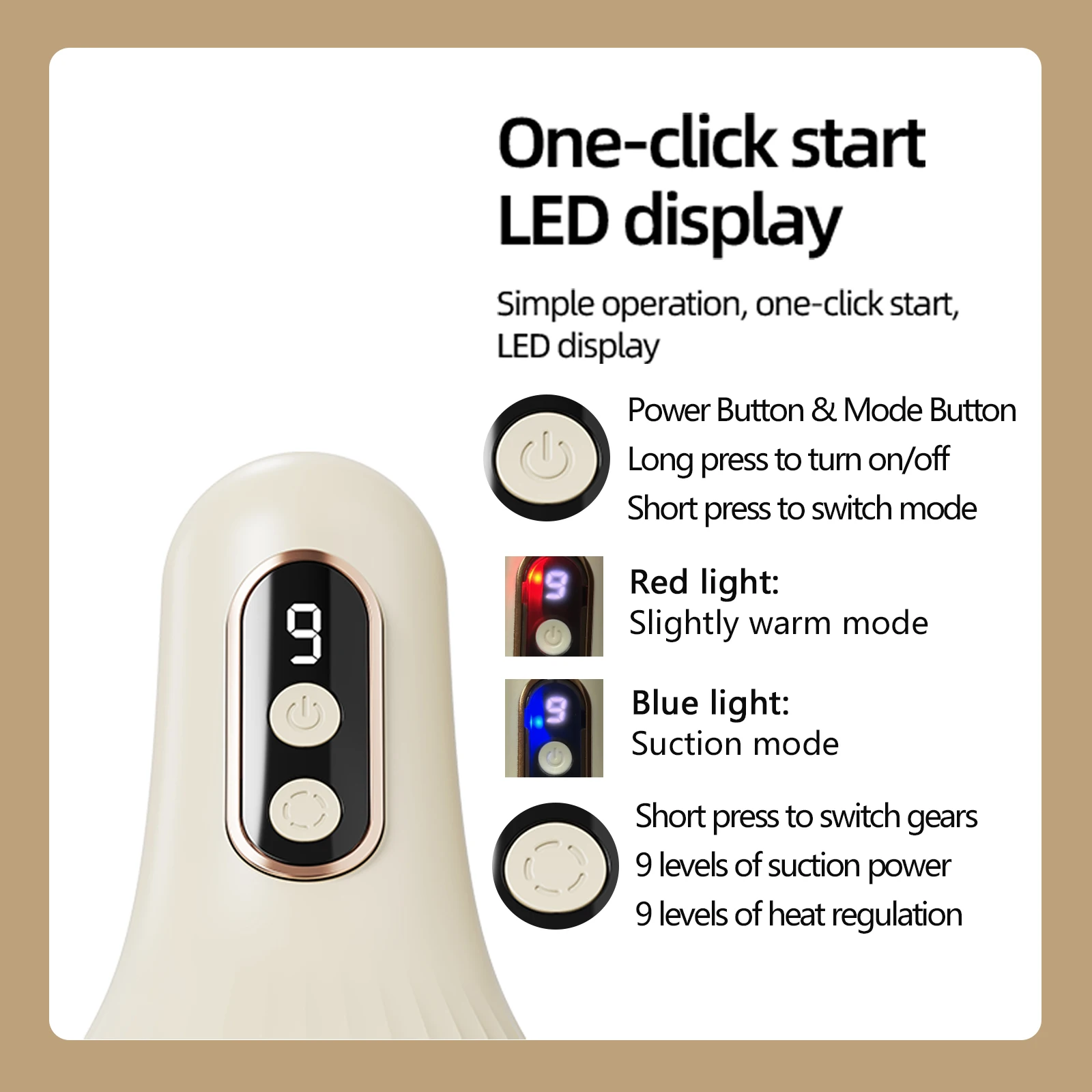 Intelligent Rechargeable Electric Cupping Massage Device | Gua Sha Massage Device, 1200mAh Rechargeable | Suitable for Home Use