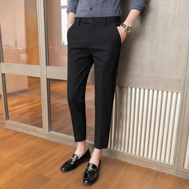 

Men's Slim Fit Casual Pants Nine-Tenths Spring New Sle Trendy Faionable Long Trousers Youth Active Sle Polyeste...