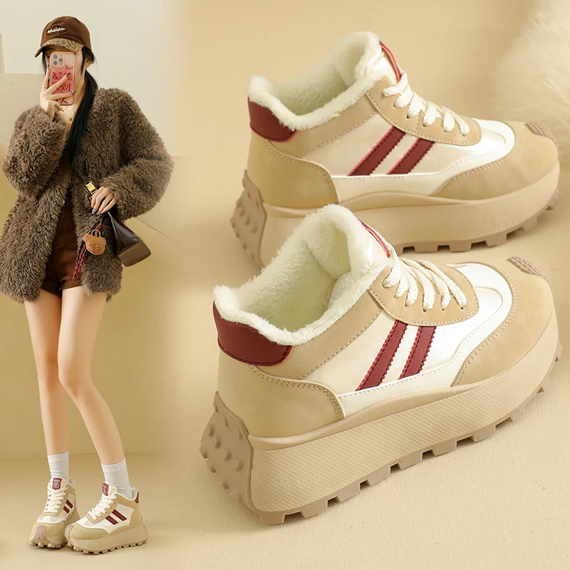 

Winter fleece-lined warm sneakers, casual women's shoes, fashionable versatile, non-slip and wear-resistant, HL871-2