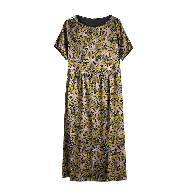 여름 여성 새틴 빈티지 럭셔리 Bodycon 드레스 2025 사무실 노란색 꽃 실크 미디 드레스 우아한 캐주얼 나이트 파티 Vestidos