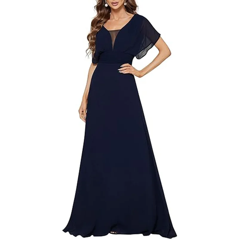 Novo plus size temperamento com decote em v fino ajuste vestido de noite vestido de dama de honra banquete de casamento vestido de desempenho personalizado