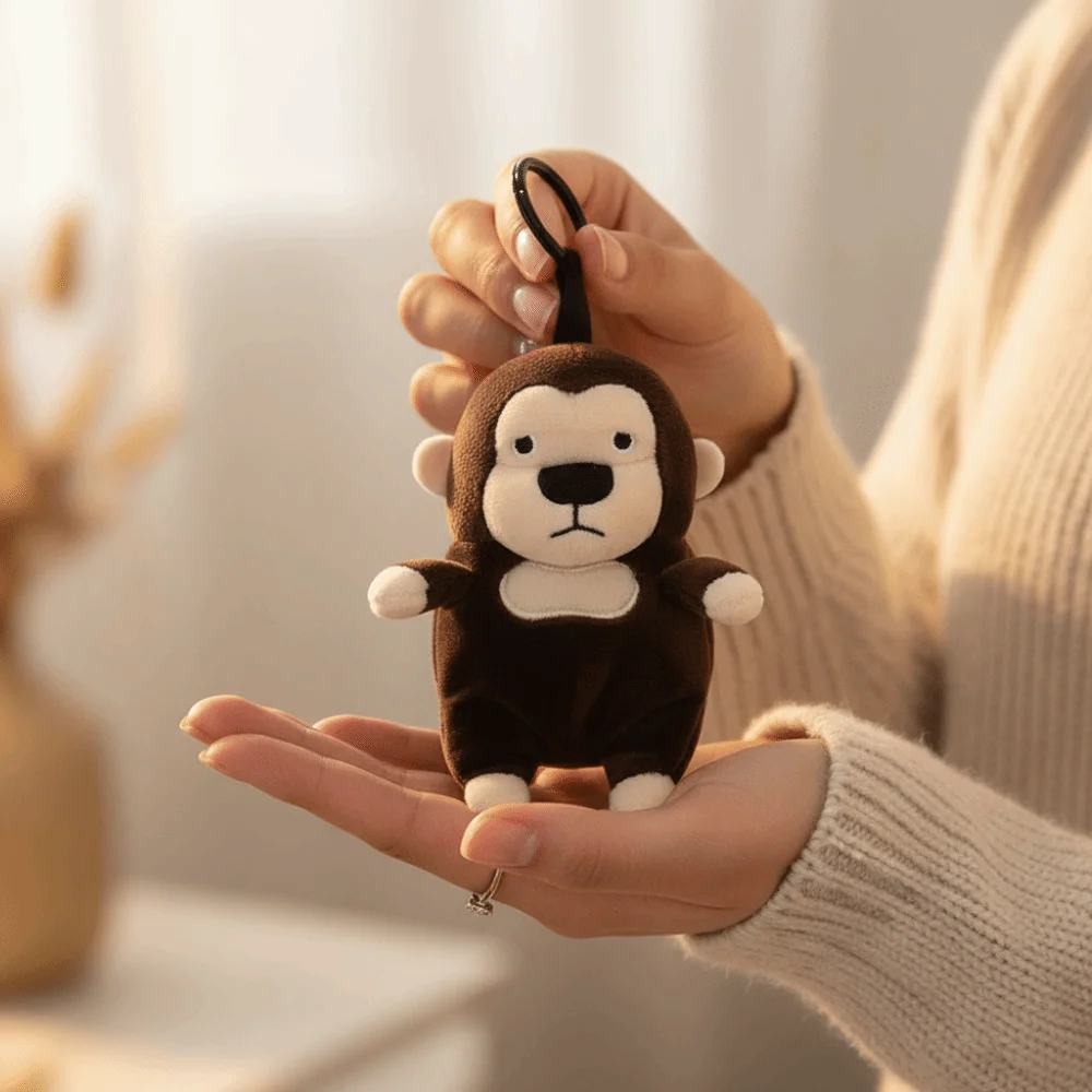 Mini Size Turtle Pendant Cartoon Design Soft Fluffy Gorilla Stuffed 13cm Compact Style Monkey Keychain Backpack Decor