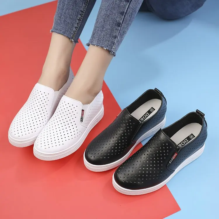 Women 2024 New Small White Shoes Inside To Increase Everything with A Slip-on Lazy Leisure Sports Net Sneakers