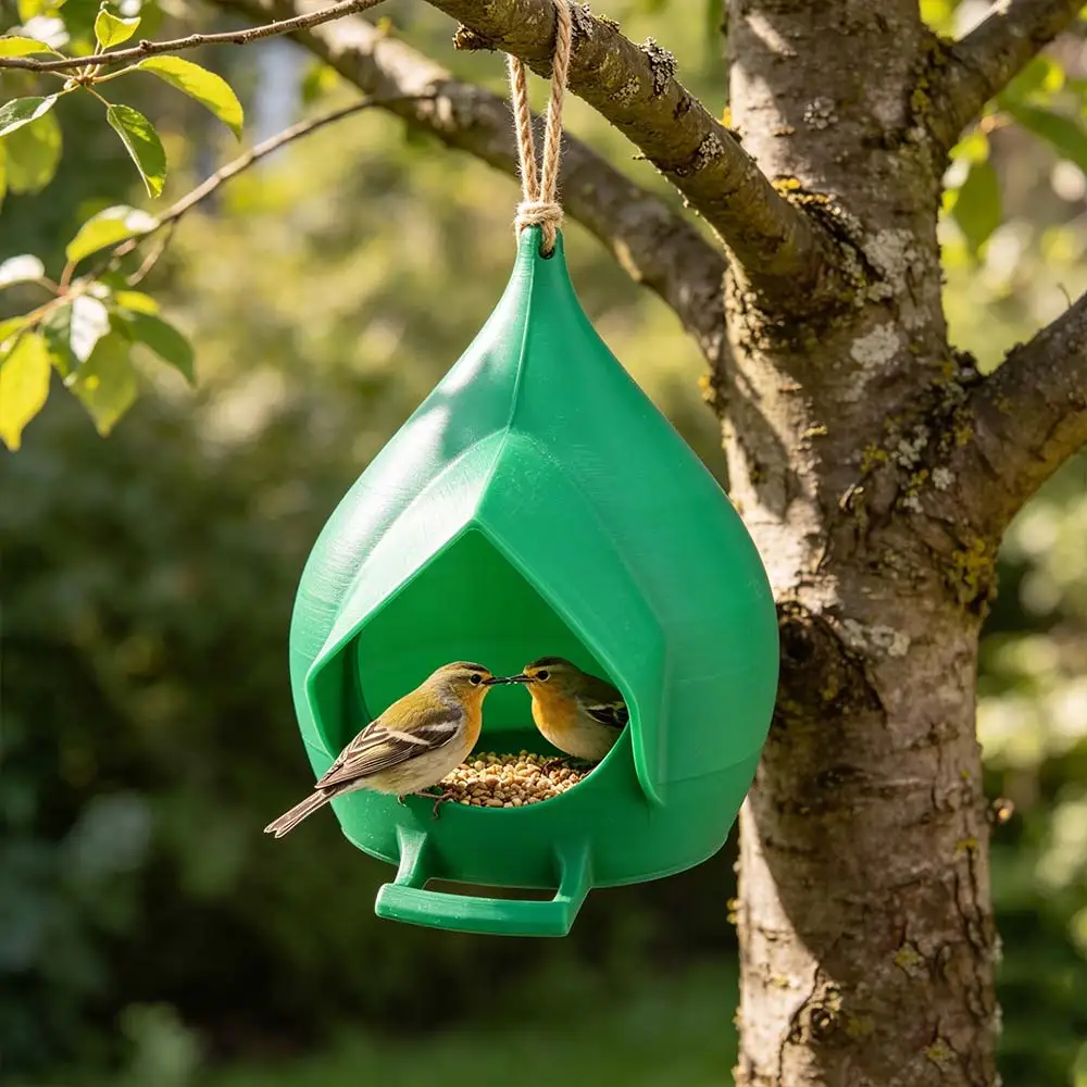 Plastic Waterproof Hanging Bird Feeder Large Capacity Rainproof Bird Feeding Dispenser with Stand Birds Food Catcher Yard Porch