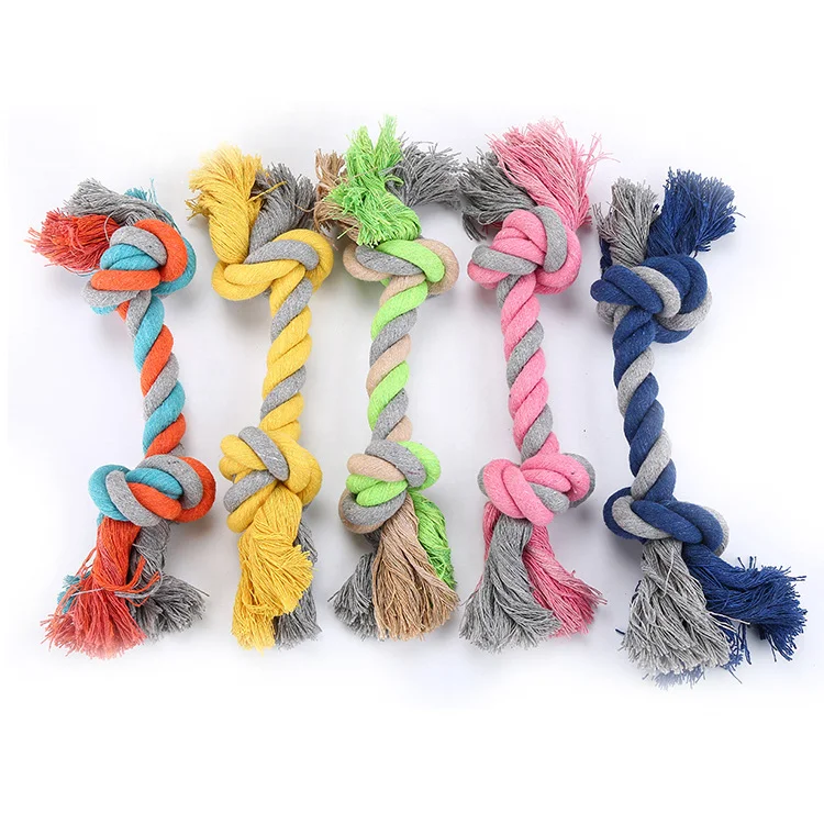 

Interactive Tug Rope Dog Toys Multi Color Cotton Pet Dog Toy Rope Grinding Teeth Dog Knots Cotton Rope Chew Toy