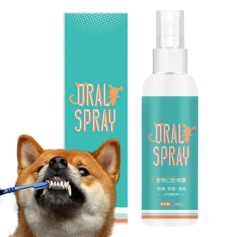 Fresh Breath Spray 100ml Dog Gingivitis Care Pet Breath Spray Multifunctional Pet Oral Solution Mouthwash Dog Breath Freshener