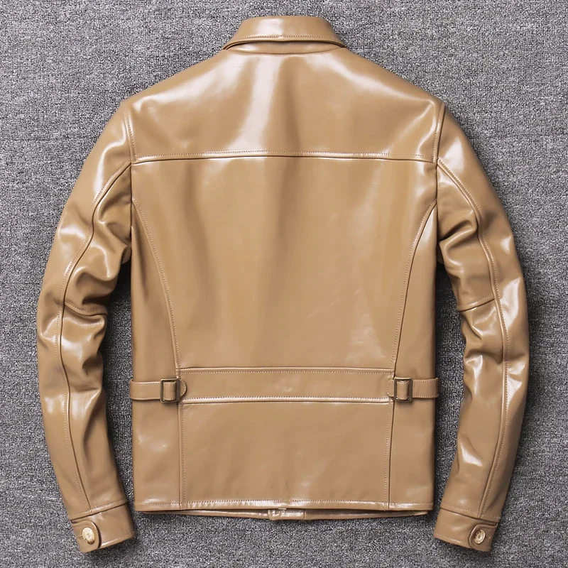 AYUNSUE 本革ジャケット男性ショート本物の牛革コート春秋オートバイメンズレザージャケット Casaco 1810 YY1363