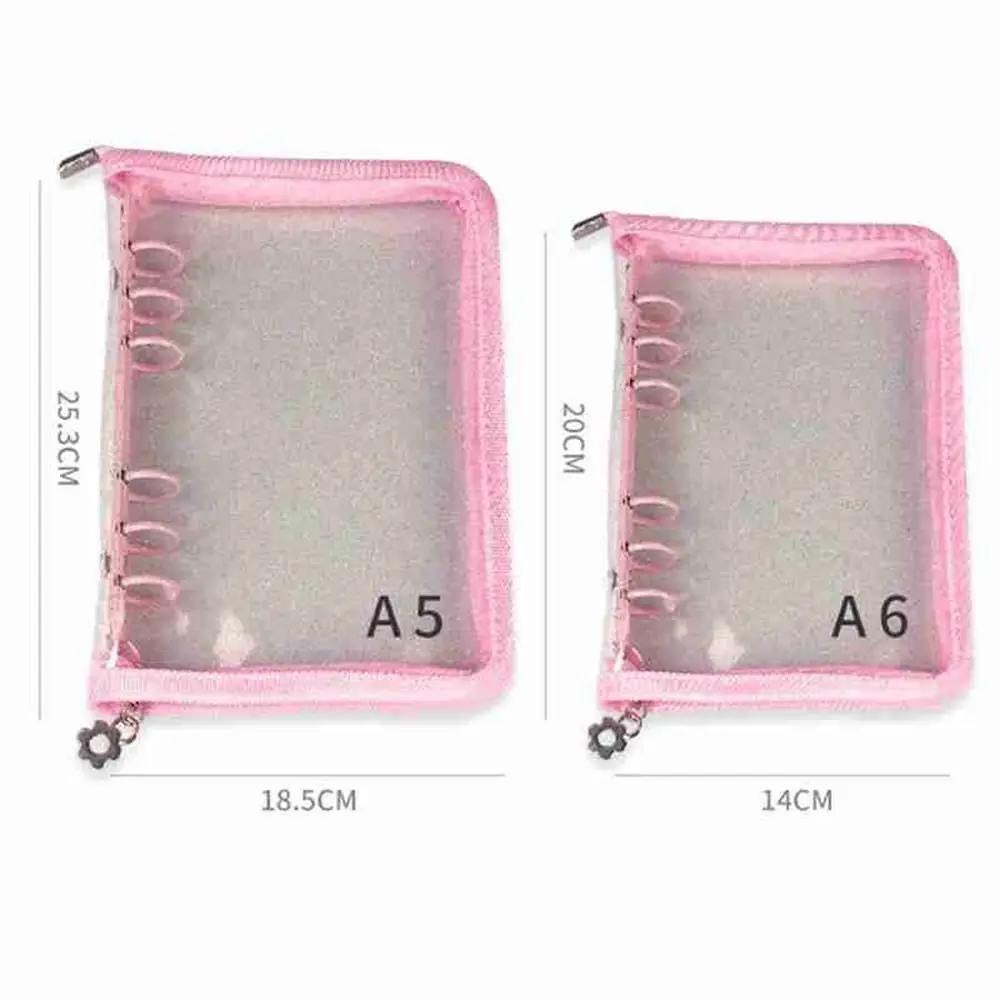 Portable Korean PVC Diary Planner Handbook Zipper Notebook Pages A5/A6 Loose-Leaf Notebook Cover Glitter