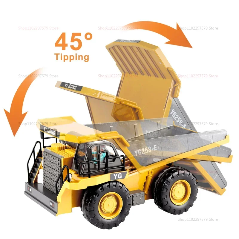 子供向け2.4G RCカー、掘削機、ブルドーザー、ダンプカーのおもちゃ、電動エンジニアリング車両、リモコン合金モデルおもちゃ、男の子の子供へのギフト