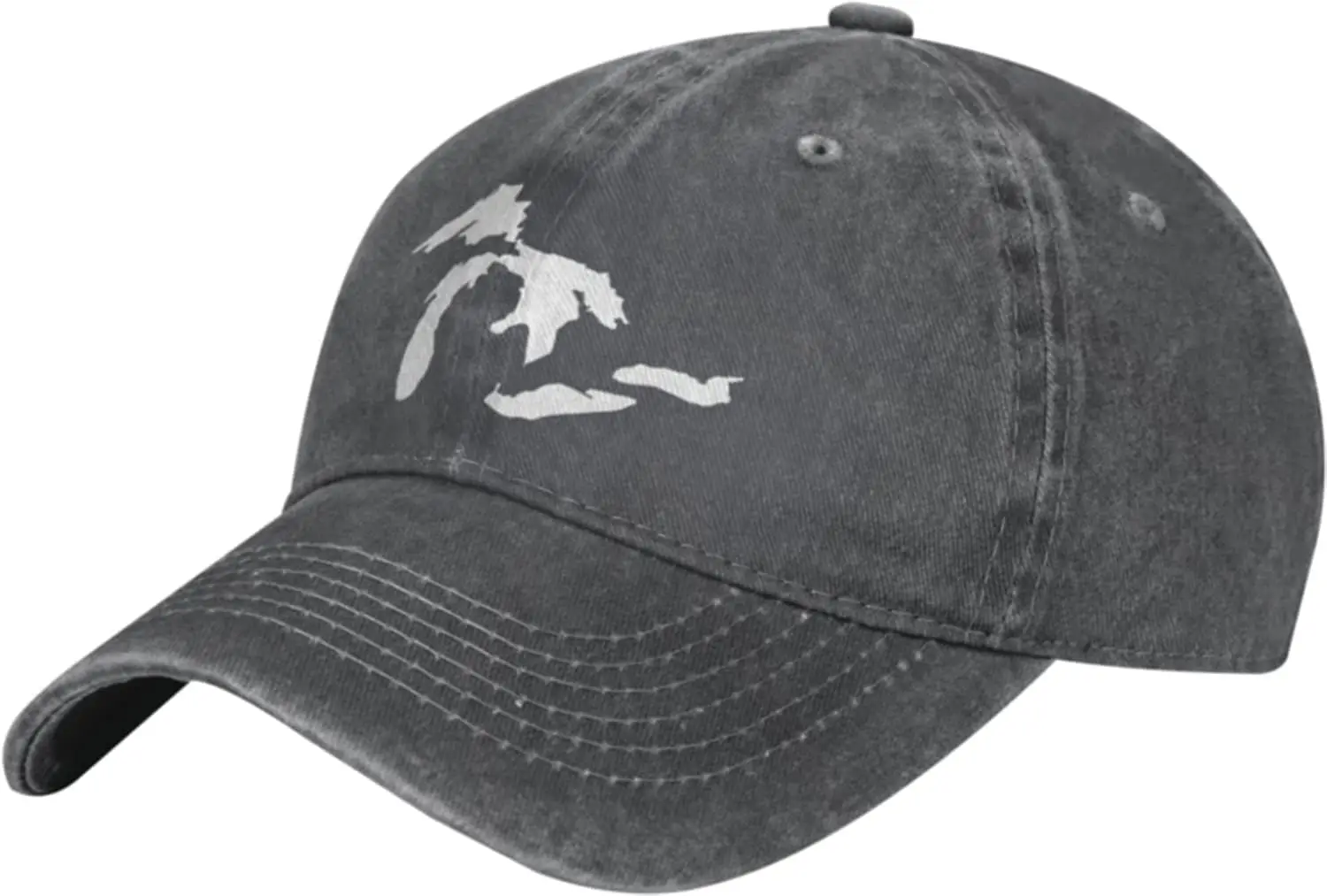 Michigan Great Lakes State Map Denim Baseball Cap Hat Adjustable Cowboy Hat