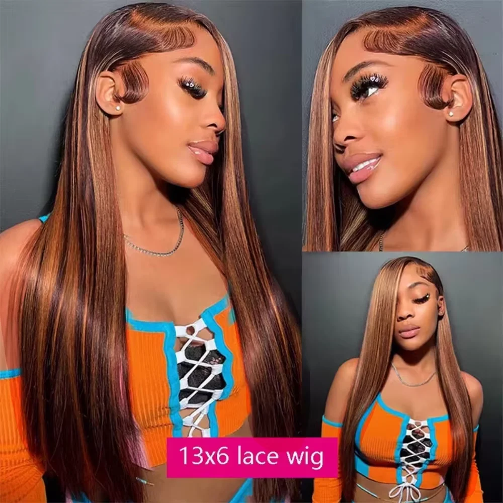 FB 30 العظام شعر طبيعي مفرود الباروكات 40 42 بوصة 220% الكثافة FB 30 تسليط الضوء على الشعر قبل قطعها 13x4 13x6 HD الدانتيل شعر مستعار أمامي #2