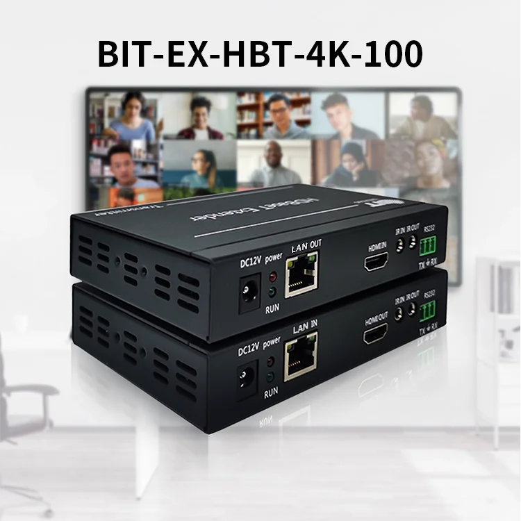 Professional Video Network Cable Transmitter and Receiver 4K HDMI RS232 Extender HBT