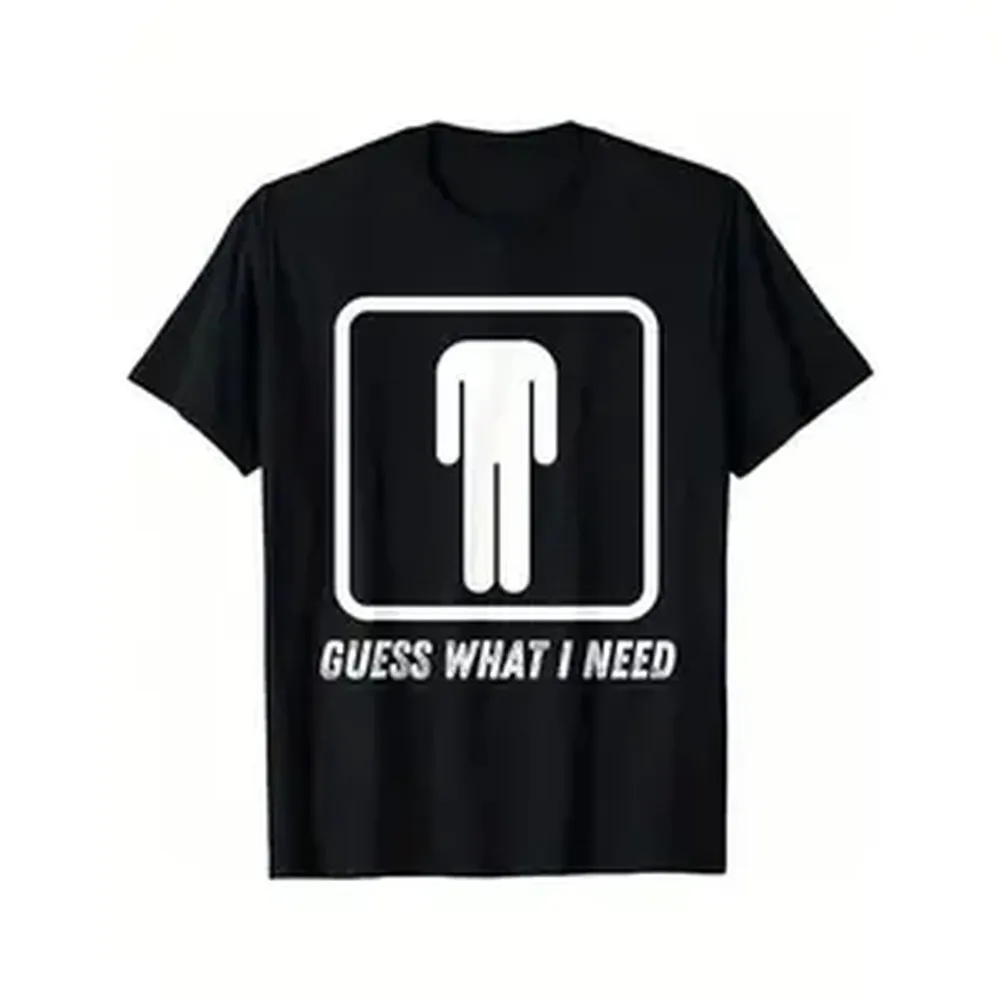 [100% algodón] Camiseta retro de manga corta con cuello redondo y estampado gráfico de algodón para hombre, con la frase "Adivina qué necesito" - Camiseta de regalo de golf para hombre y mujer