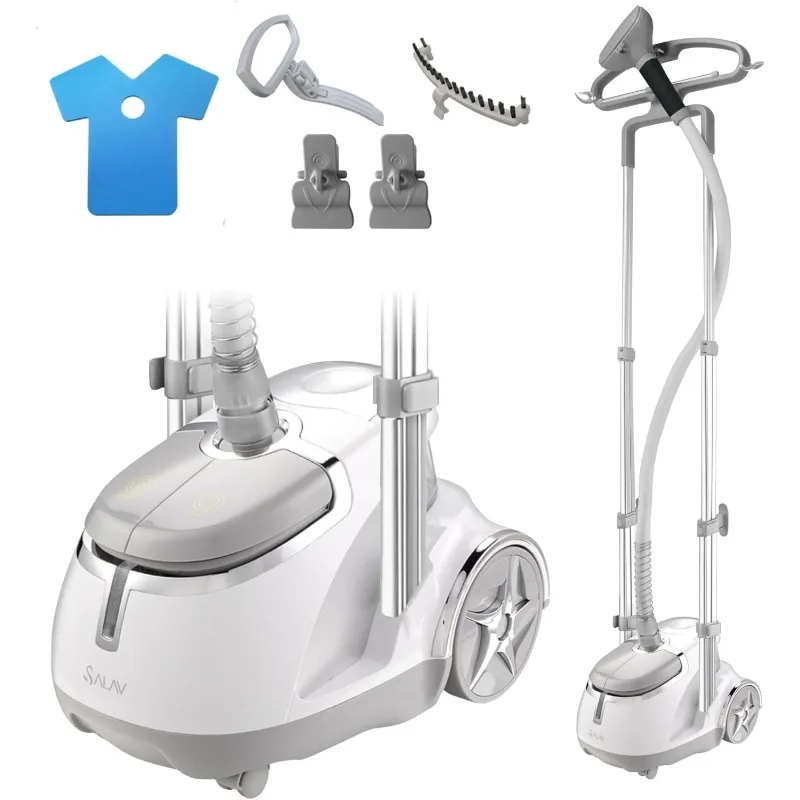 

SALAV Professional Standing Garment Steamer with Retractable Power Cord, Foot Pedal Control, Wheels for Easier Movement