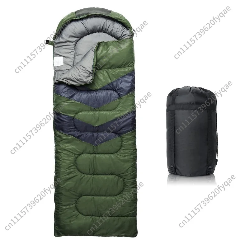 Autumn and winter outdoor envelope type hooded sleeping bag camping hollow cotton sleeping bag lunch break sleeping bag