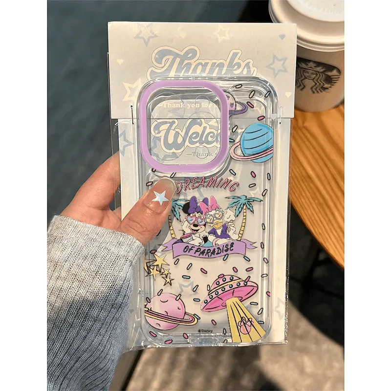 Cute Disneys Donalds Clear Space Phone Case For iPhone 11 12 13 14 15 16 Pro Max Mini X Xs XR 7 8 plus Se2020 Transparent Cover